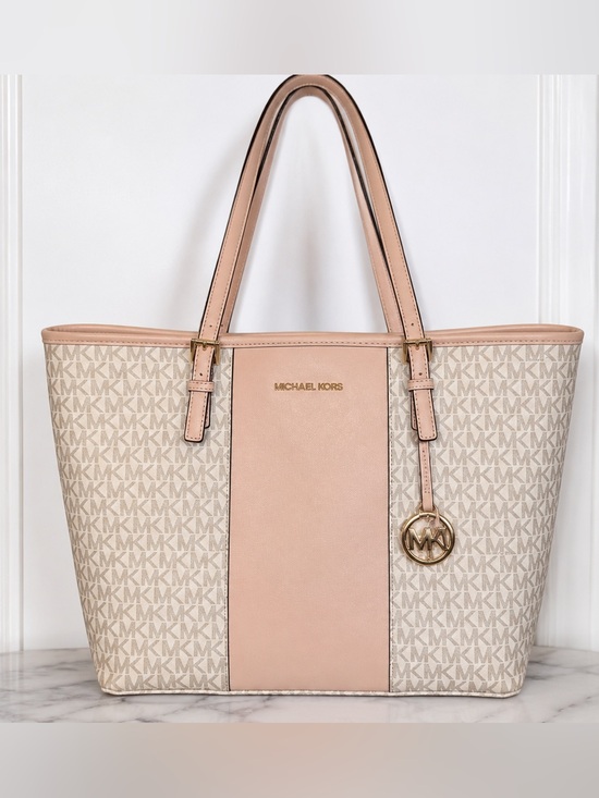 Michael Kors Handbags - Michael Kors Monogram Beige and Pink Tote